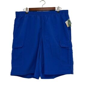 LL Bean Supplex Cargo Swim Trunks Mens L Blue NEW Nylon Mesh Lined Shorts